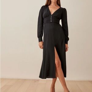 Reformation Everett Midi Dress Black - Size 10